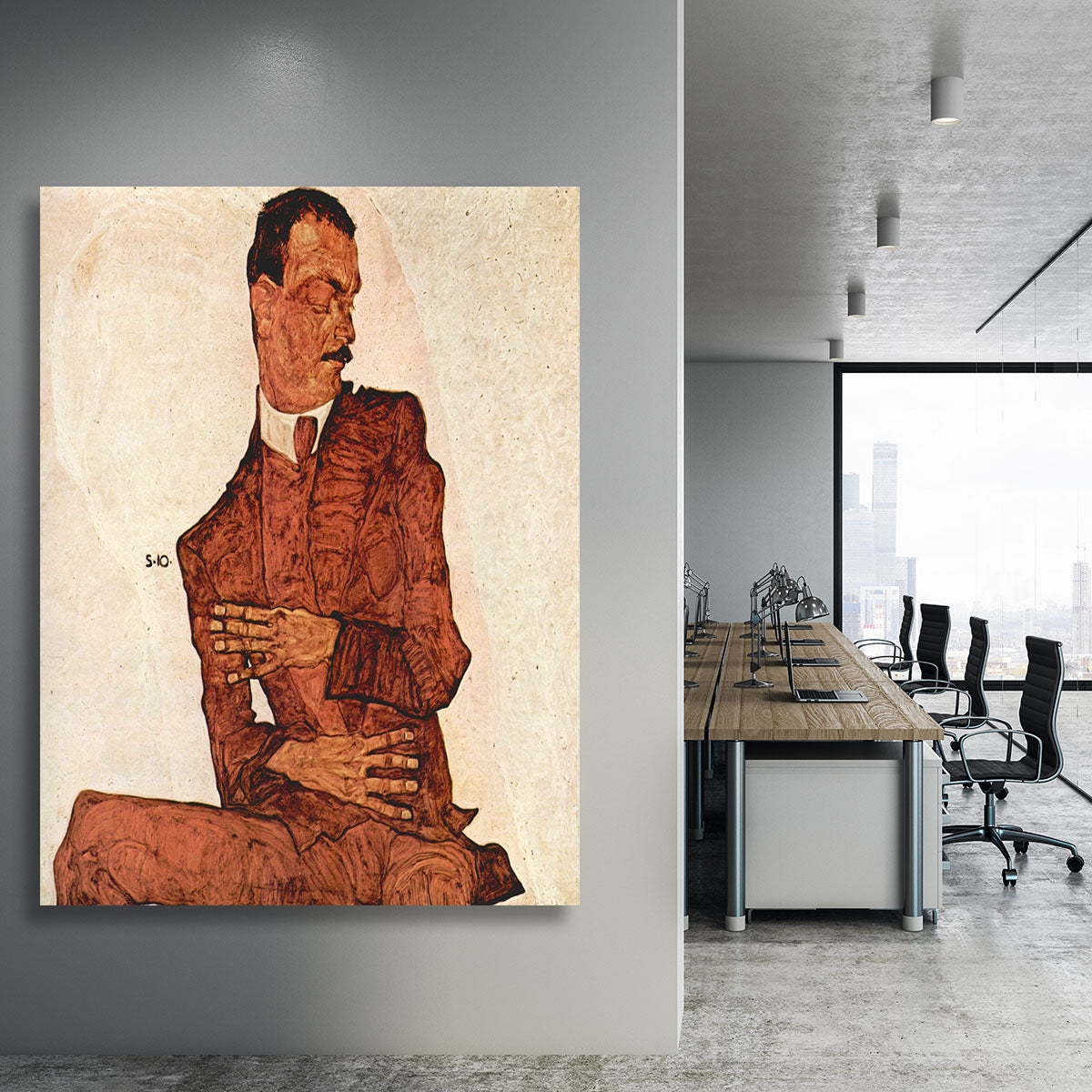 Portrait of Arthur Rossler by Egon Schiele Canvas Print or Poster - Canvas Art Rocks - 3