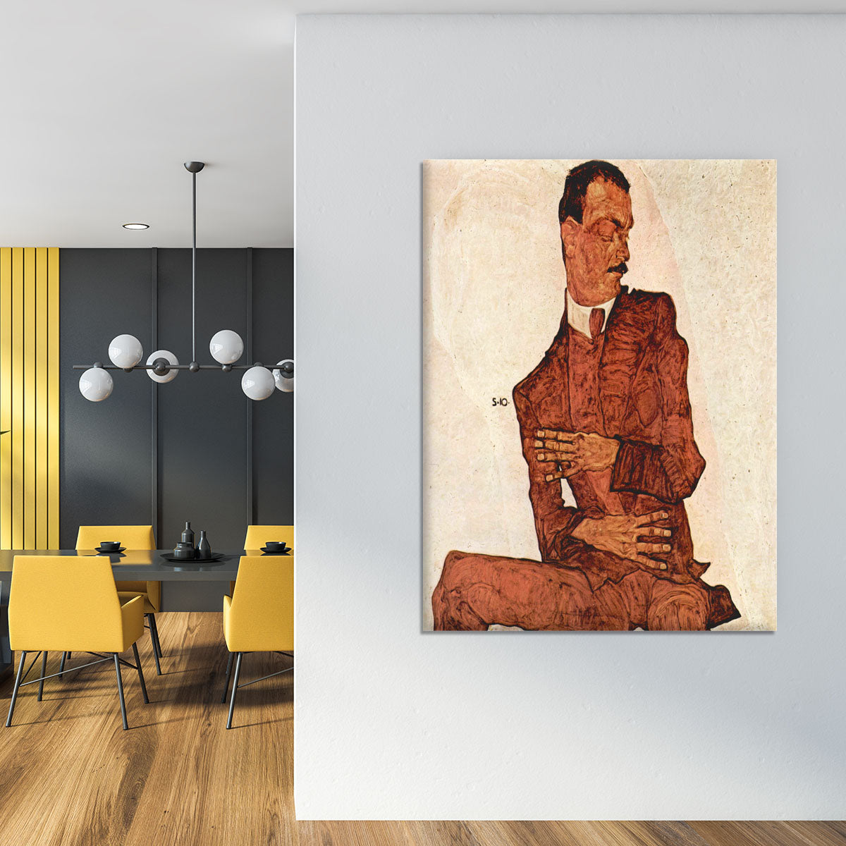 Portrait of Arthur Rossler by Egon Schiele Canvas Print or Poster - Canvas Art Rocks - 4