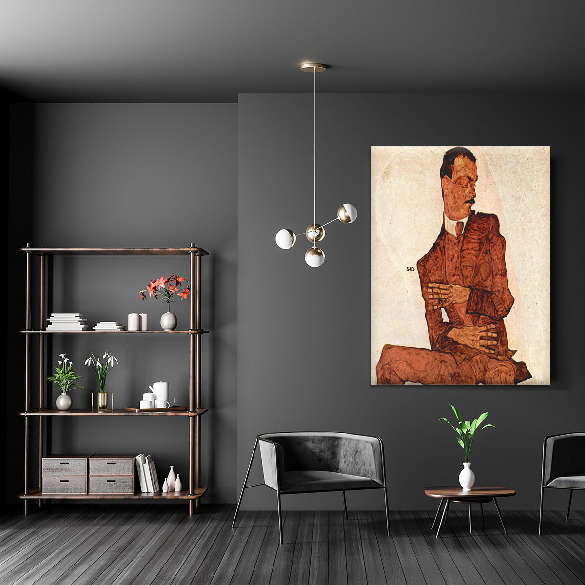 Portrait of Arthur Rossler by Egon Schiele Canvas Print or Poster - Canvas Art Rocks - 5