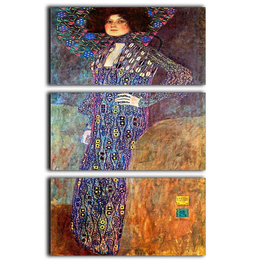 Portrait of Emily Floge by Klimt 3 Split Panel Canvas Print - Canvas Art Rocks - 1