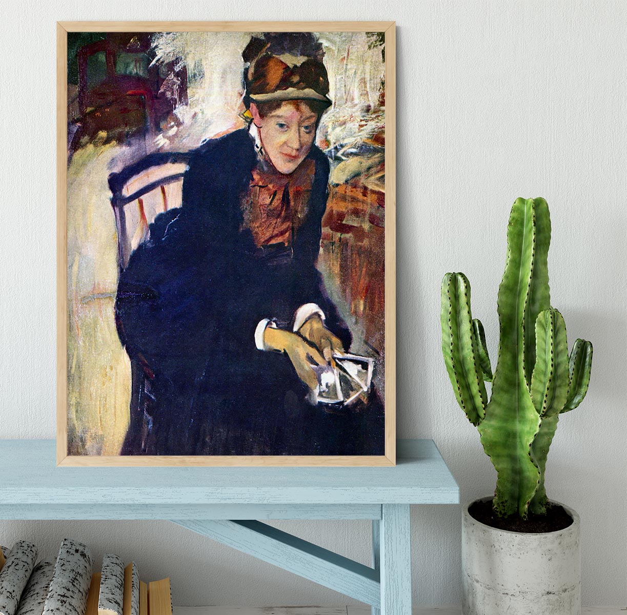 Portrait of Miss Cassatt holding the cards by Degas Framed Print - Canvas Art Rocks - 4
