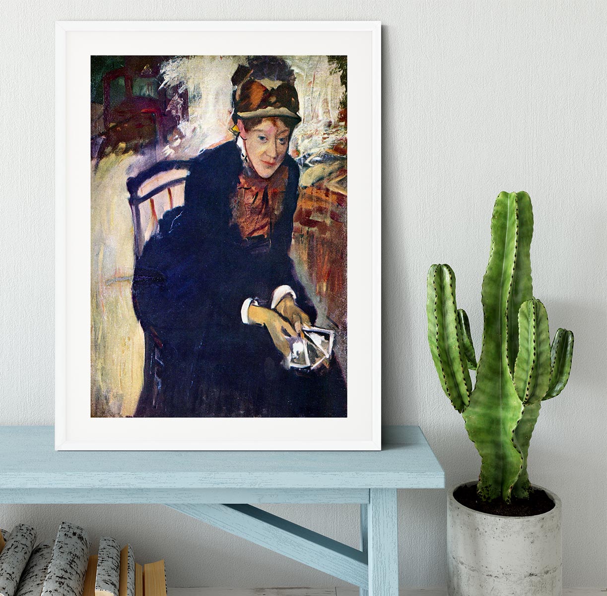Portrait of Miss Cassatt holding the cards by Degas Framed Print - Canvas Art Rocks - 5