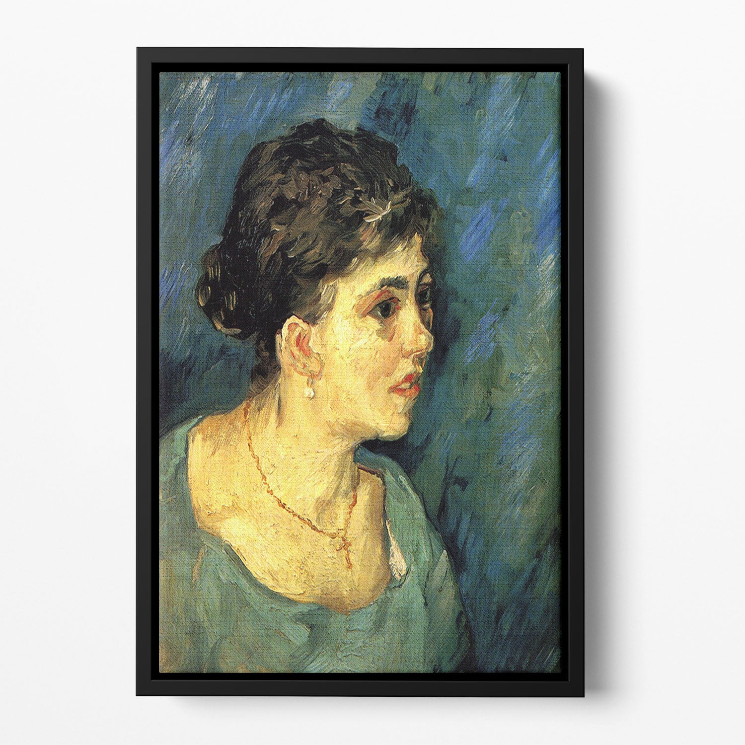 Portrait of Woman in Blue by Van Gogh Floating Framed Canvas