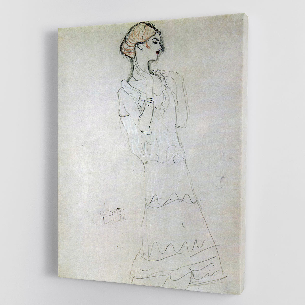 Profile standing female figure with raised arms by Klimt Canvas Print or Poster - Canvas Art Rocks - 1