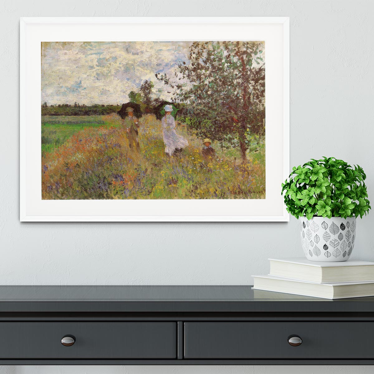 Promenade a Argenteuil 1875 by Monet Framed Print - Canvas Art Rocks - 5