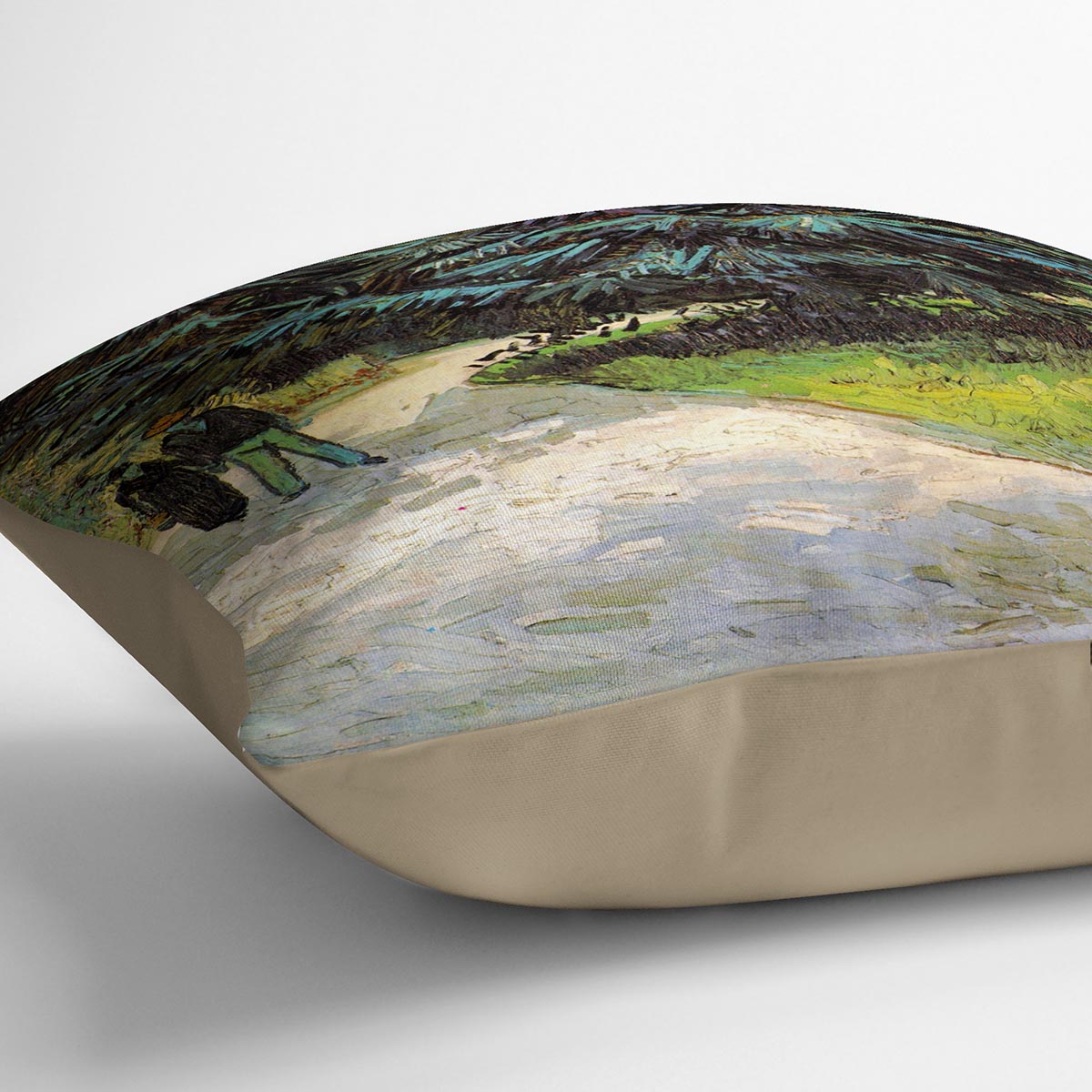 Public Garden with Couple and Blue Fir Tree The Poet s Garden III by Van Gogh Cushion