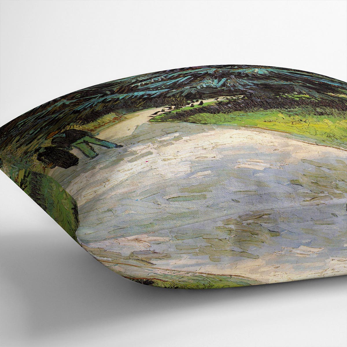 Public Garden with Couple and Blue Fir Tree The Poet s Garden III by Van Gogh Cushion