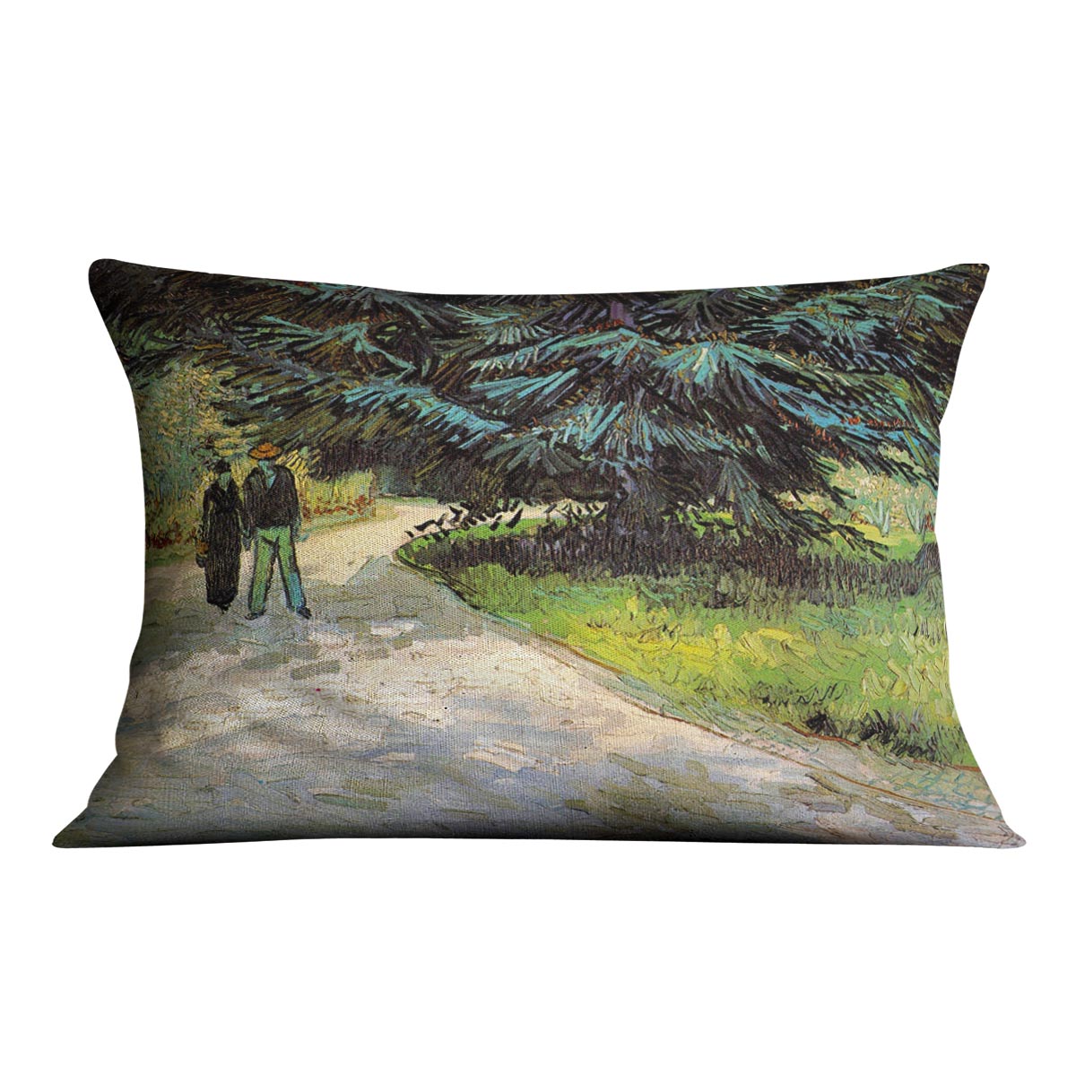 Public Garden with Couple and Blue Fir Tree The Poet s Garden III by Van Gogh Cushion