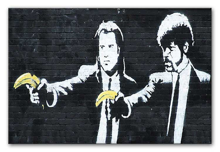 Banksy Pulp Fiction Banana Guns Print - Canvas Art Rocks - 2