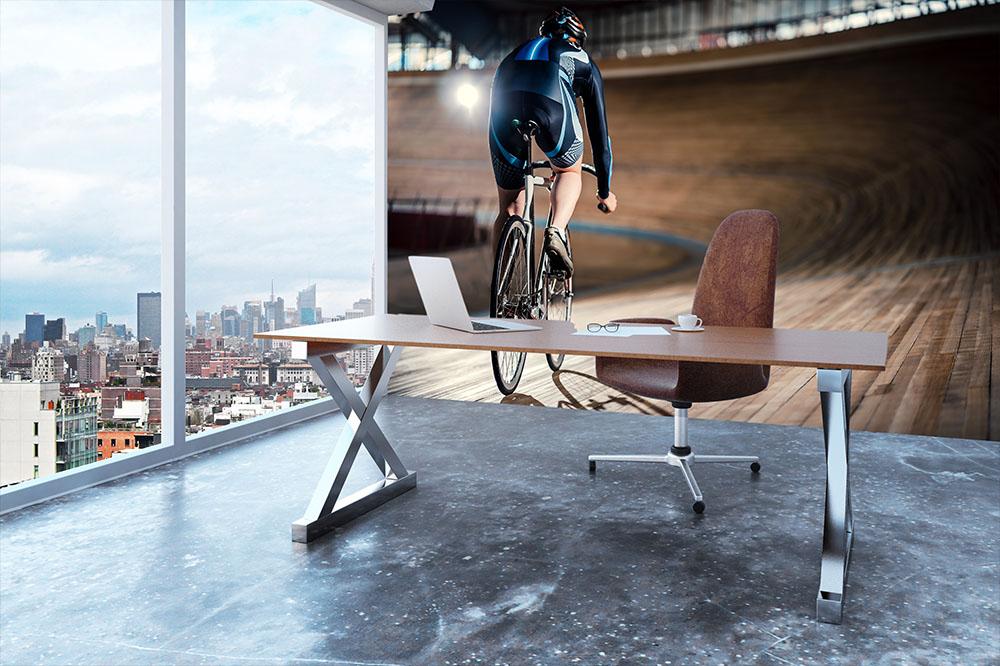 Racing cyclist on velodrome Wall Mural Wallpaper - Canvas Art Rocks - 3