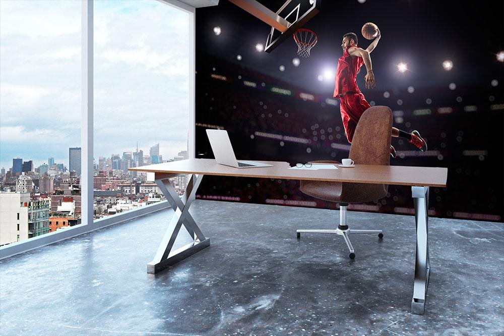 Red Basketball player in action Wall Mural Wallpaper - Canvas Art Rocks - 3