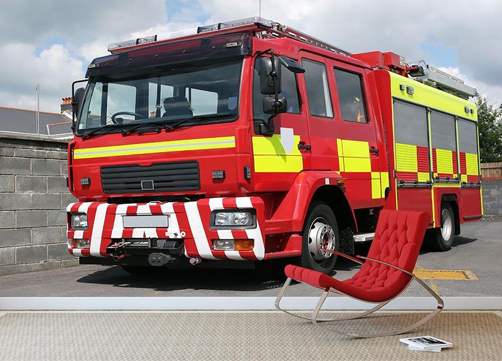 Red British fire engine Wall Mural Wallpaper - Canvas Art Rocks - 2