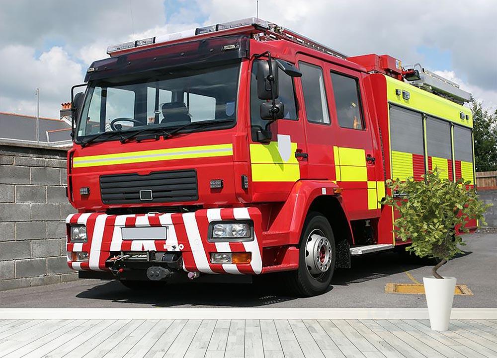 Red British fire engine Wall Mural Wallpaper - Canvas Art Rocks - 4