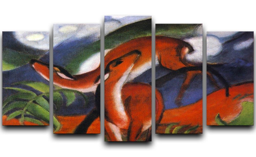 Red Deer II by Franz Marc 5 Split Panel Canvas - Canvas Art Rocks - 1