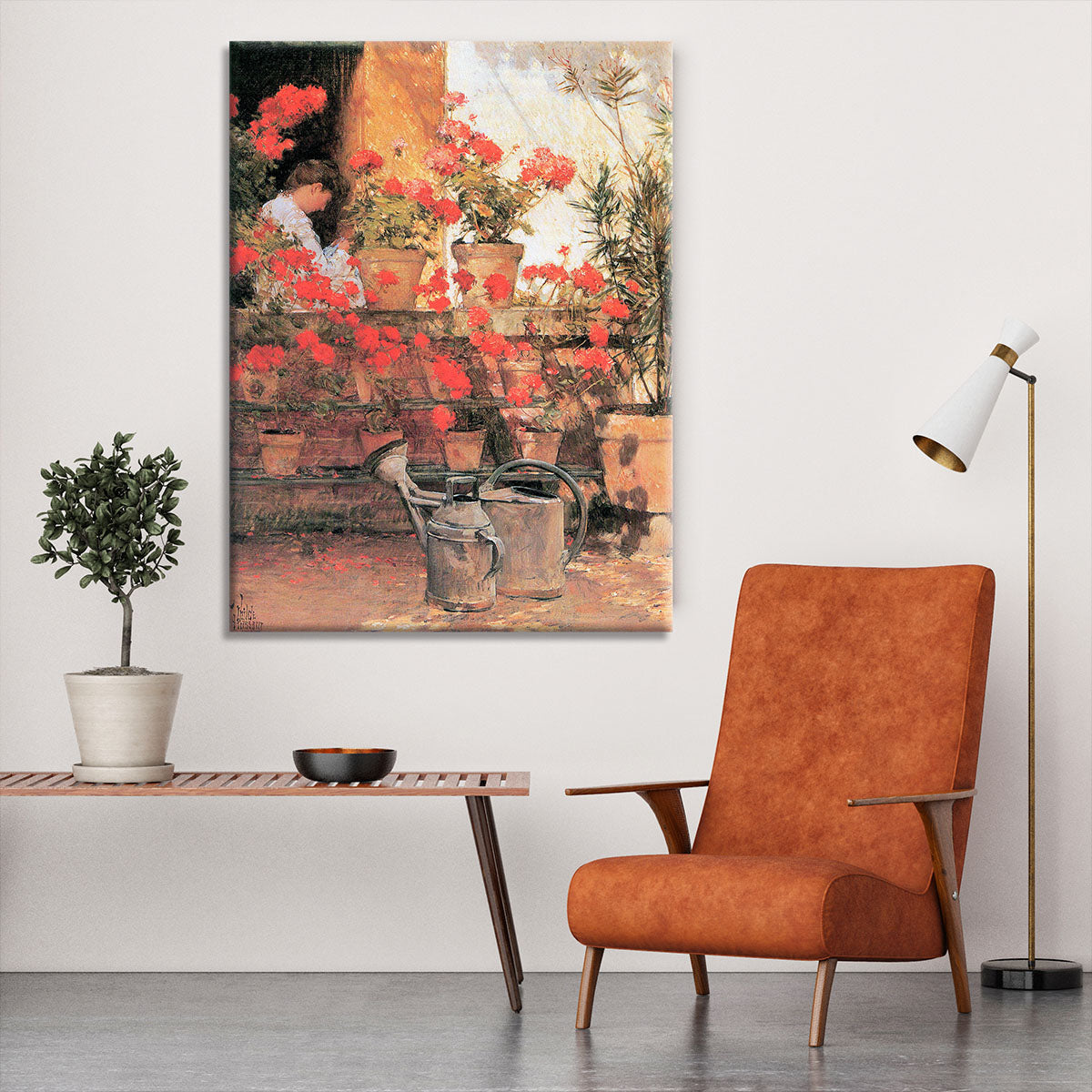 Red Geraniums by Hassam Canvas Print or Poster - Canvas Art Rocks - 6