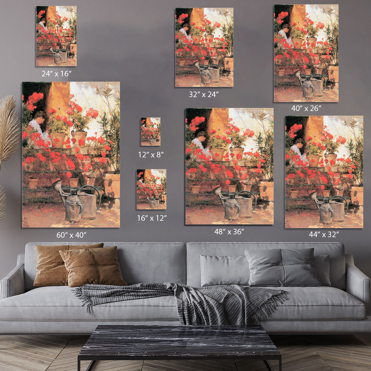 Red Geraniums by Hassam Canvas Print or Poster - Canvas Art Rocks - 7