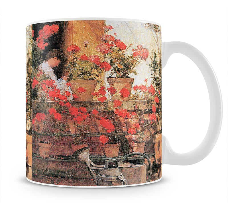 Red Geraniums by Hassam Mug - Canvas Art Rocks - 1