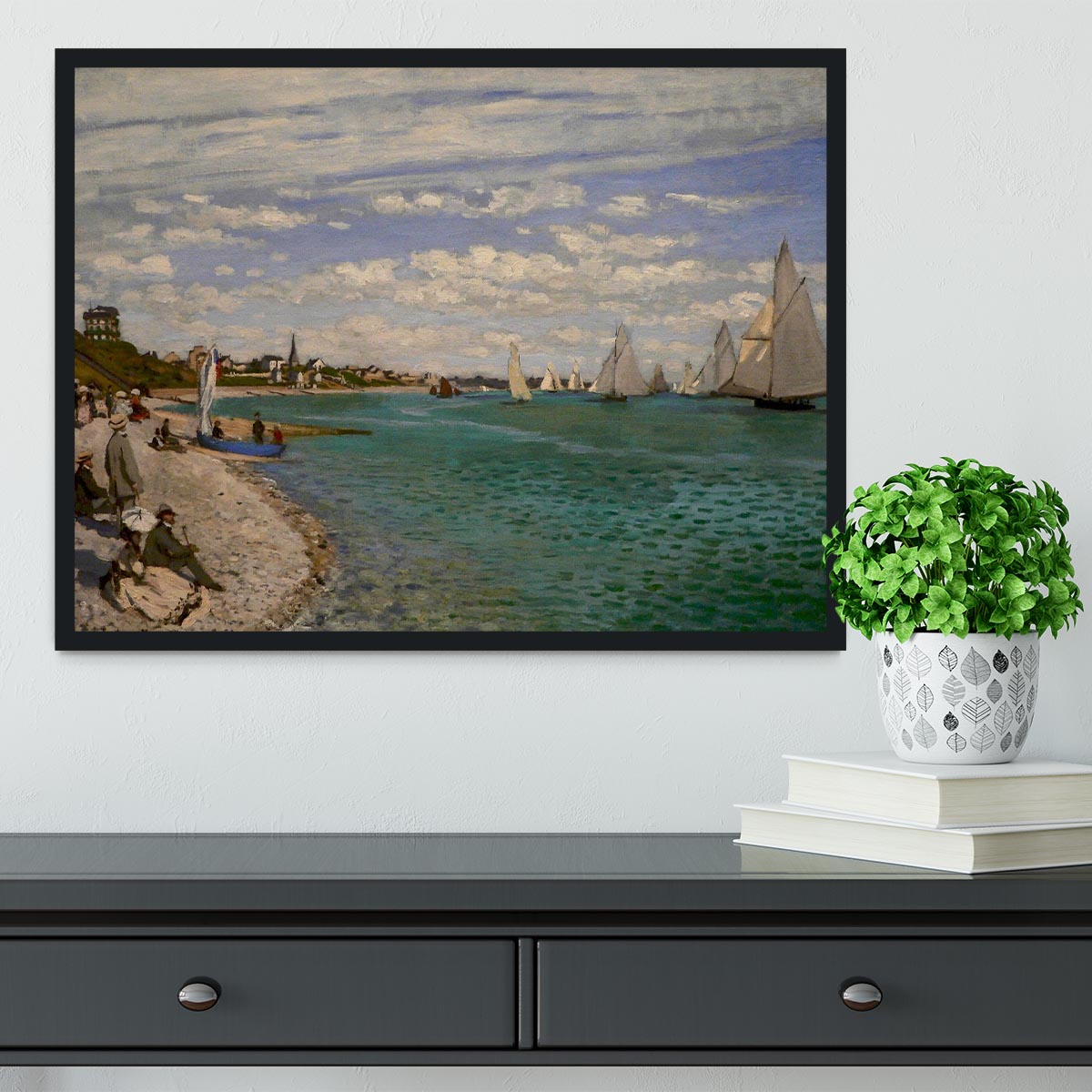 Regatta at St. Adresse by Monet Framed Print - Canvas Art Rocks - 2