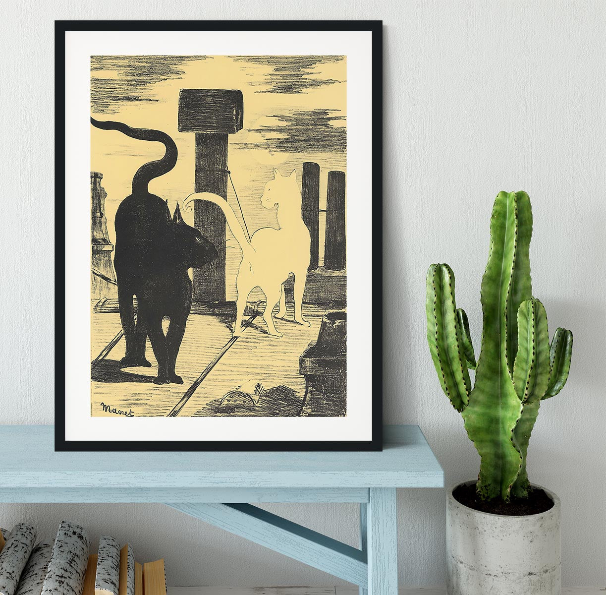 Rendevouz of Cats by Manet Framed Print - Canvas Art Rocks - 1