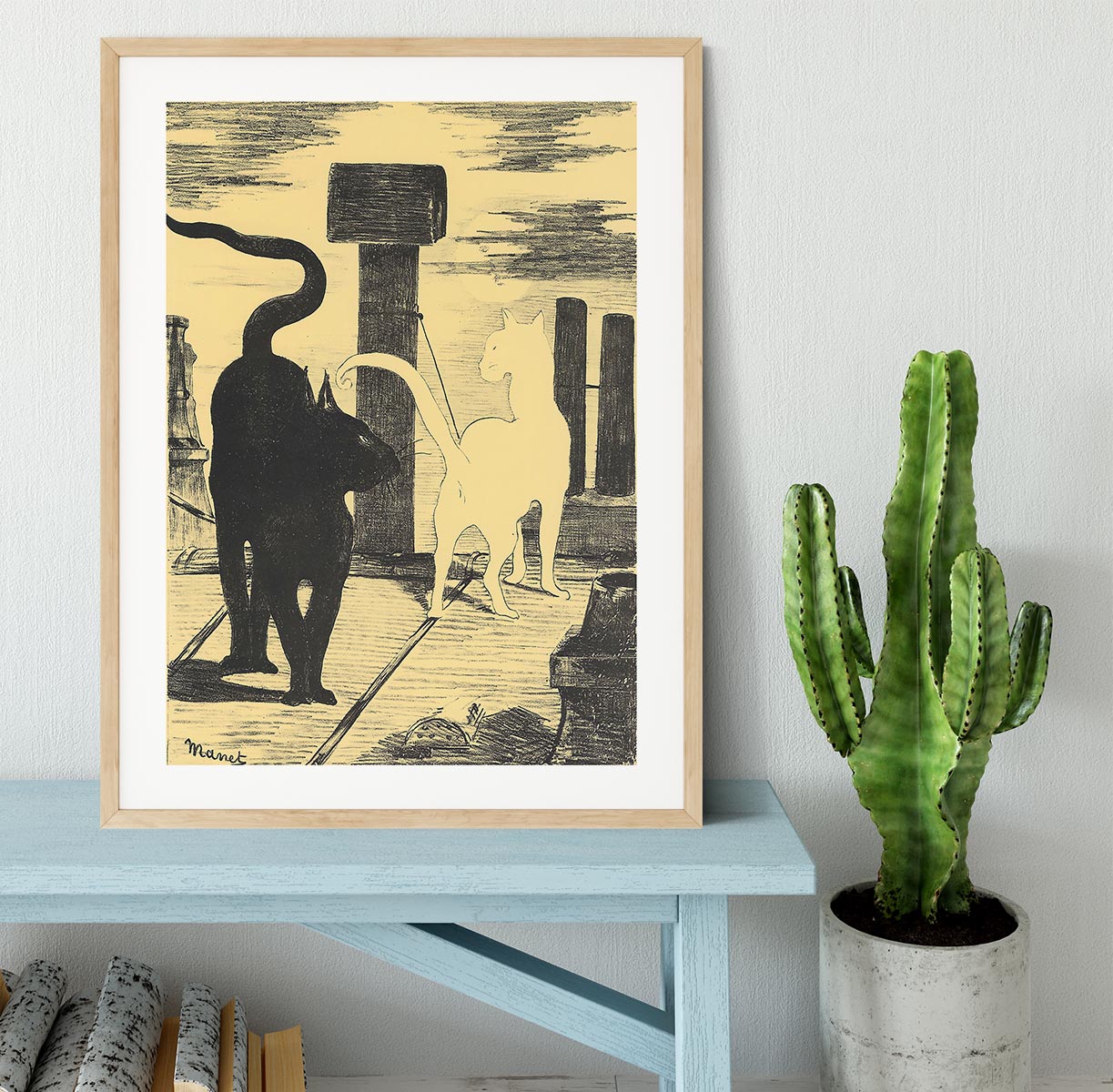 Rendevouz of Cats by Manet Framed Print - Canvas Art Rocks - 3