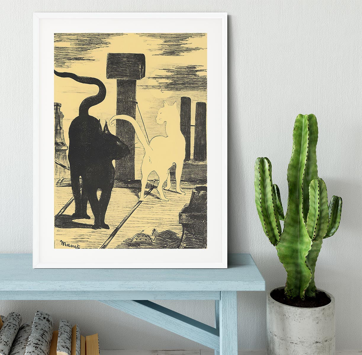 Rendevouz of Cats by Manet Framed Print - Canvas Art Rocks - 5