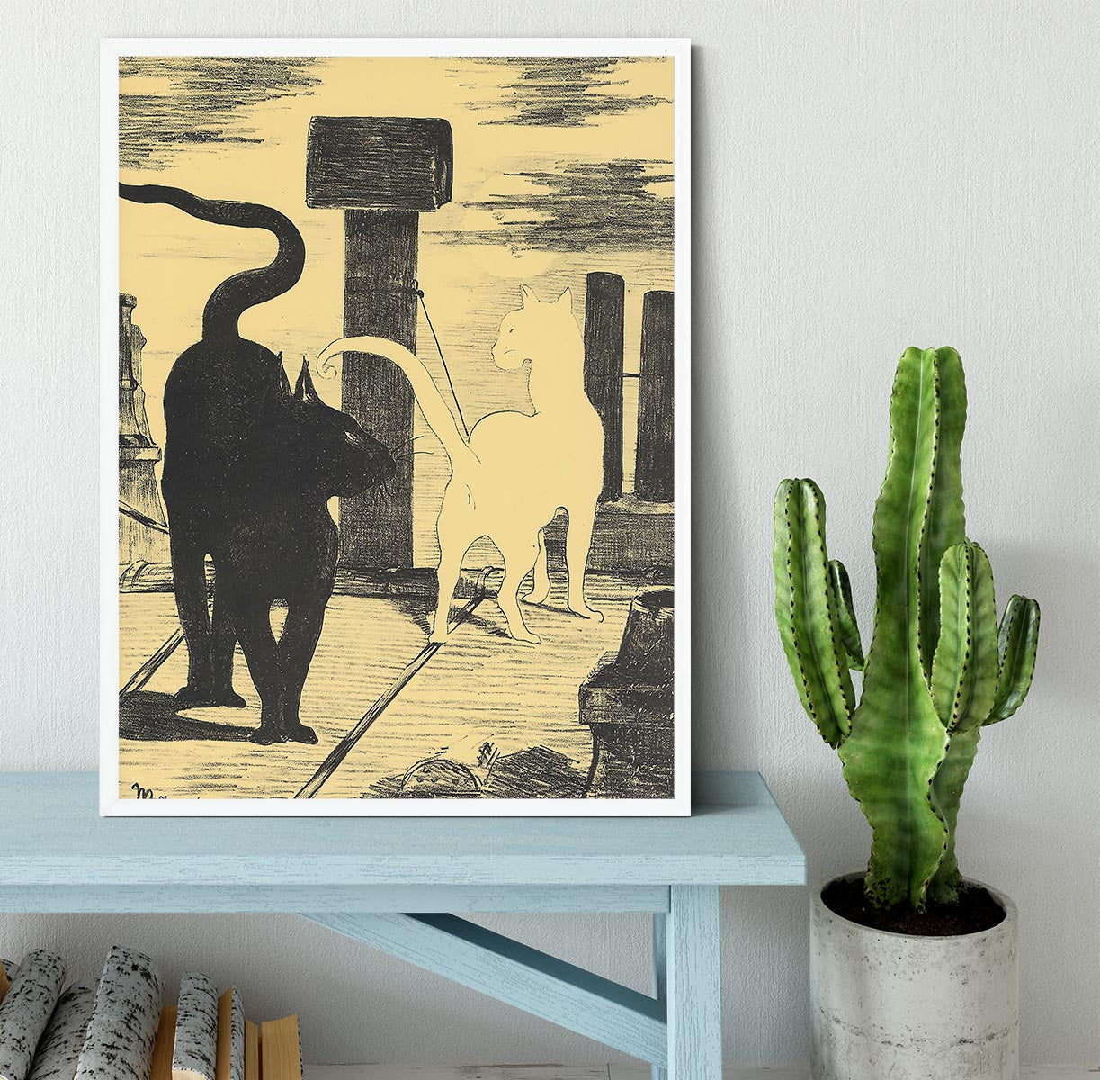 Rendevouz of Cats by Manet Framed Print - Canvas Art Rocks -6