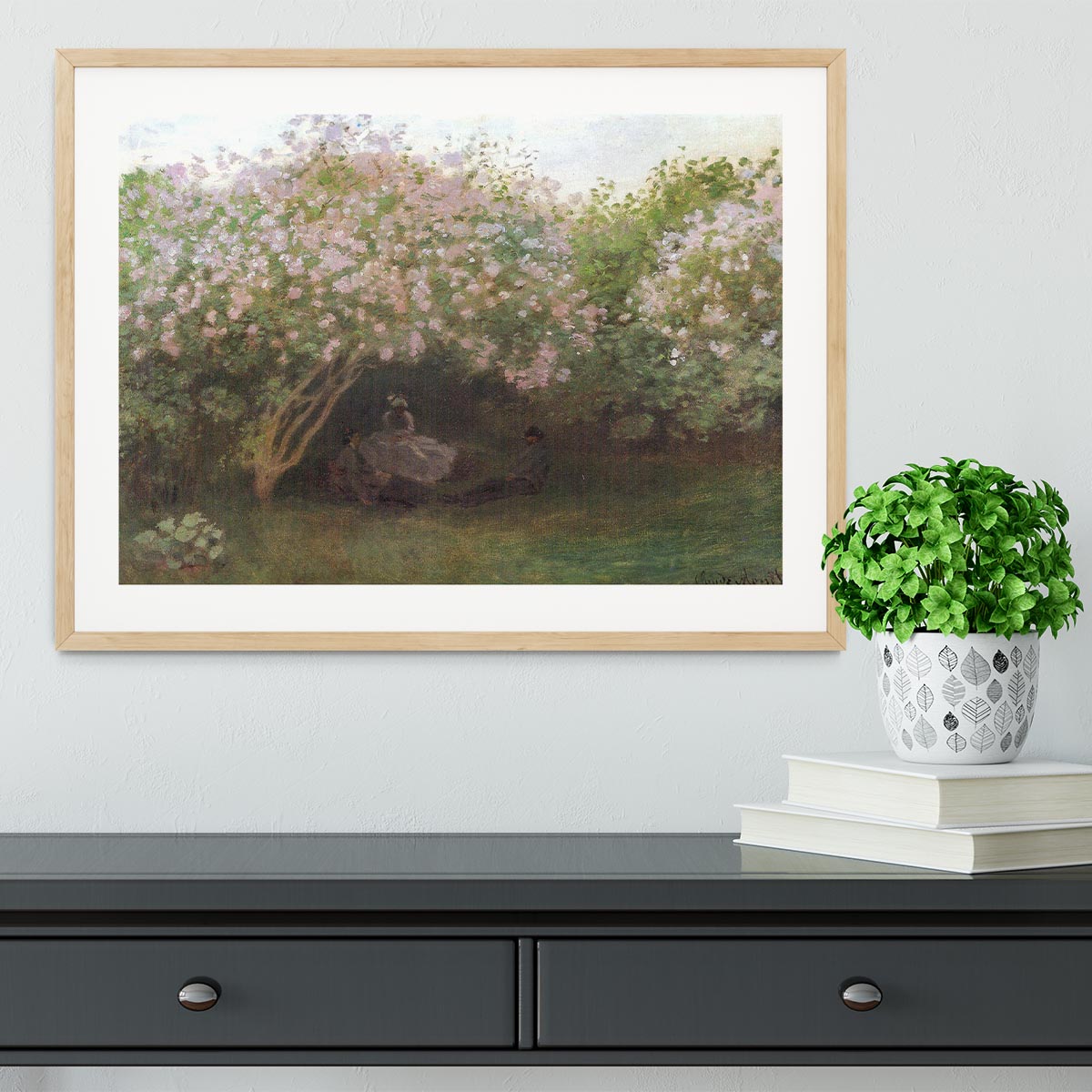 Repos sous les lilas 1872 by Monet Framed Print - Canvas Art Rocks - 3