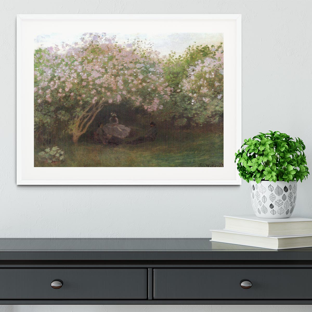 Repos sous les lilas 1872 by Monet Framed Print - Canvas Art Rocks - 5