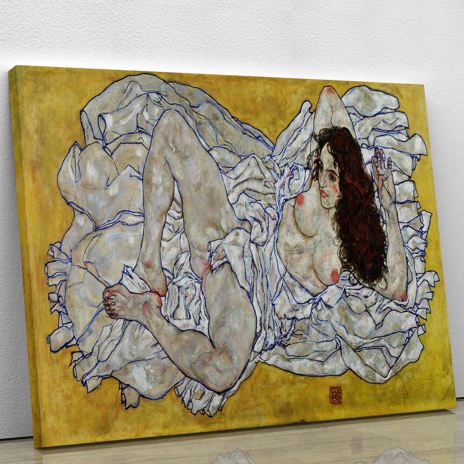 Resting nude by Egon Schiele Canvas Print or Poster - Canvas Art Rocks - 1