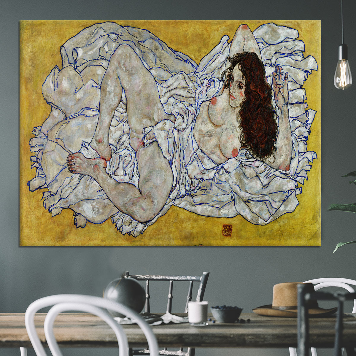 Resting nude by Egon Schiele Canvas Print or Poster - Canvas Art Rocks - 3
