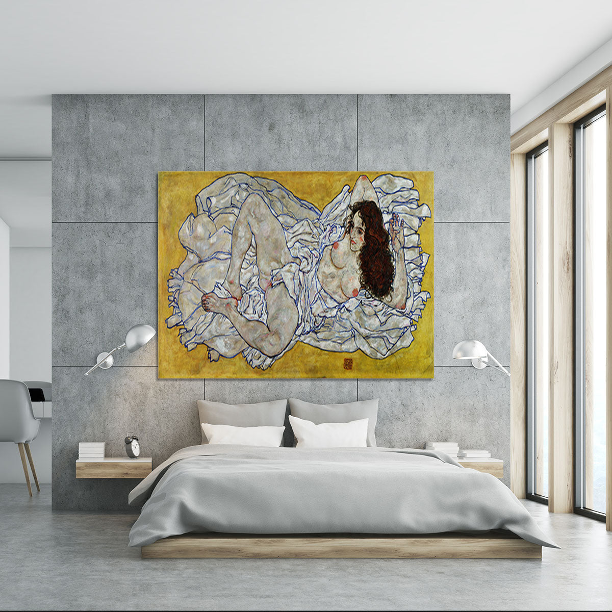 Resting nude by Egon Schiele Canvas Print or Poster - Canvas Art Rocks - 5