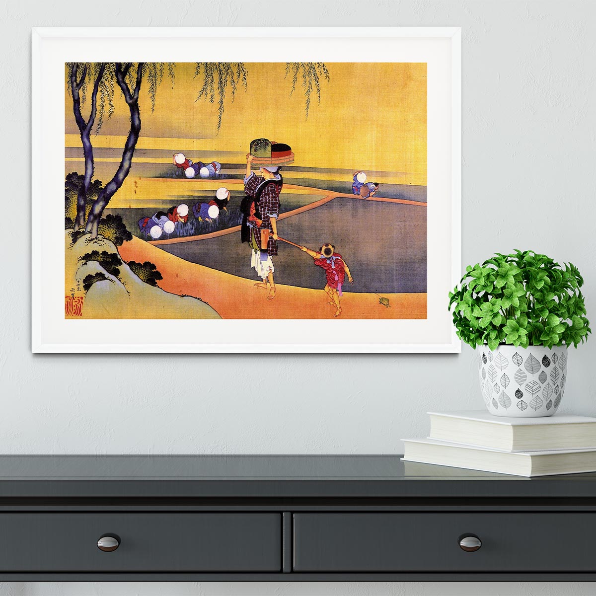 Rice fields by Hokusai Framed Print - Canvas Art Rocks - 5