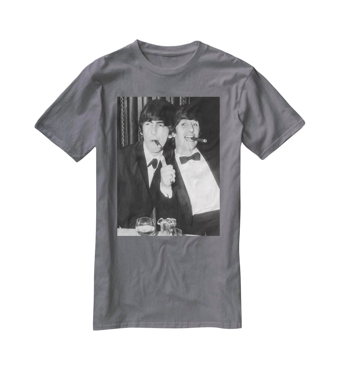 Ringo Starr and George Harrison smoking cigars T-Shirt - Canvas Art Rocks - 3