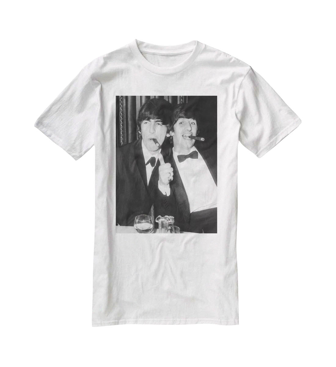 Ringo Starr and George Harrison smoking cigars T-Shirt - Canvas Art Rocks - 5