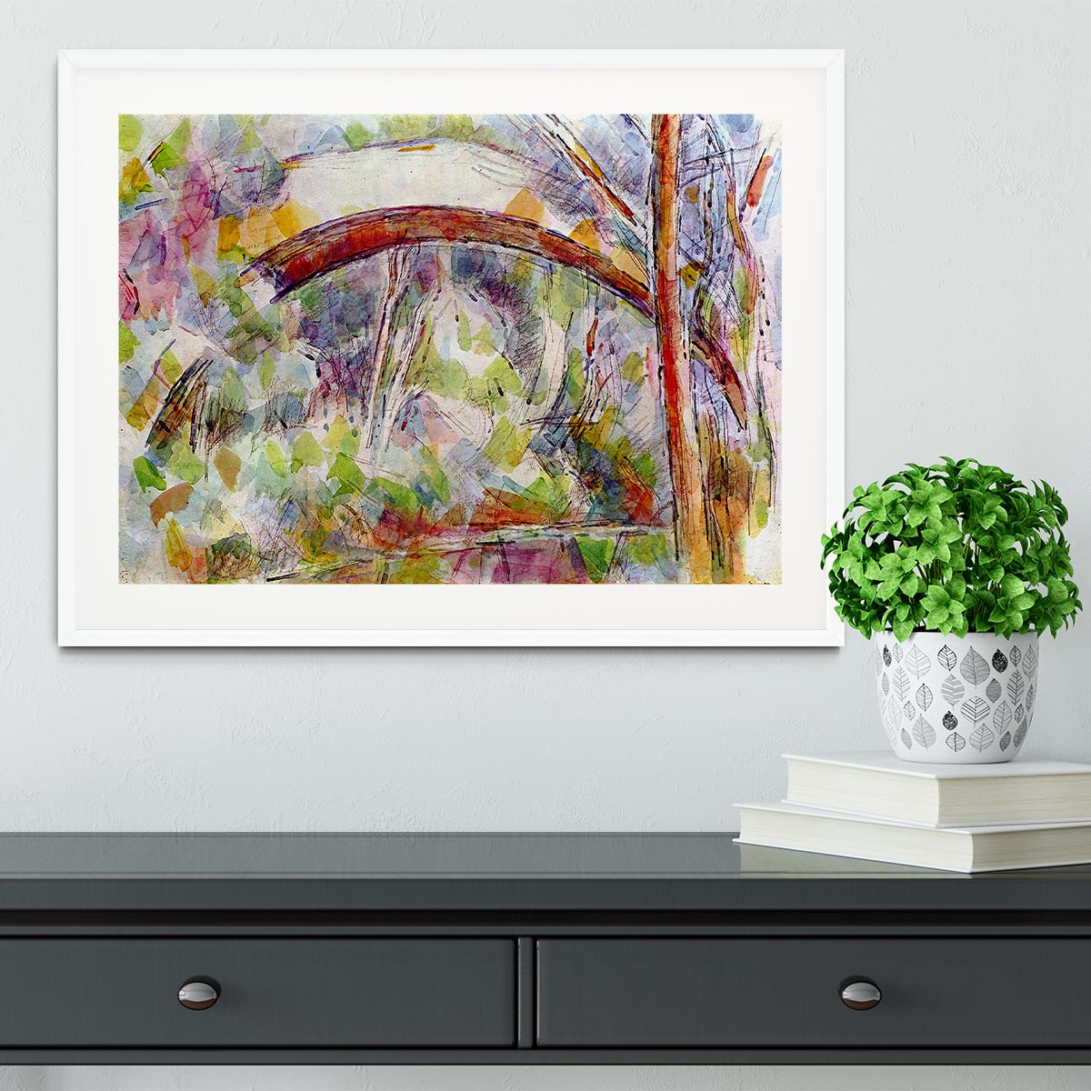 River at the Bridge of Three Sources by Cezanne Framed Print - Canvas Art Rocks - 5