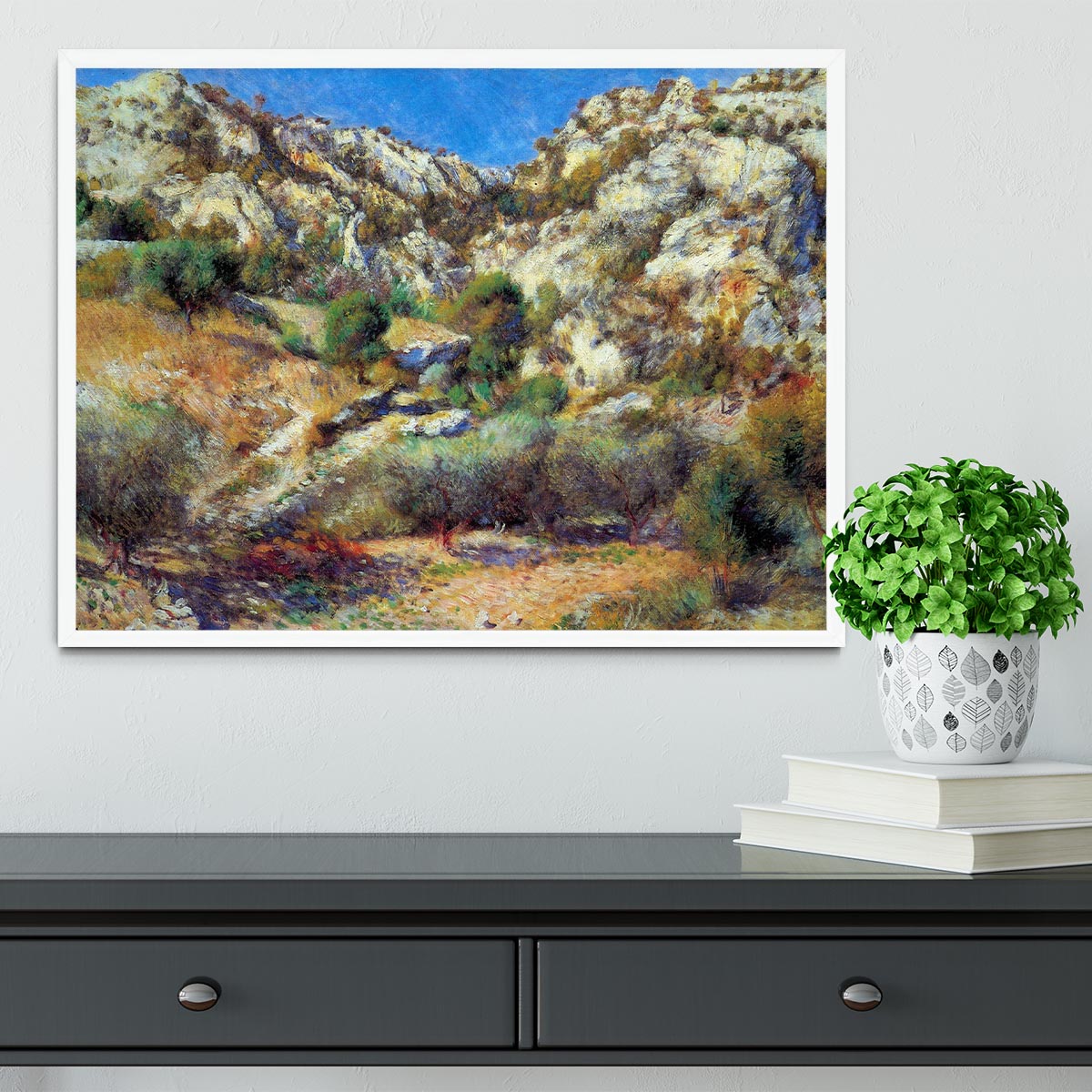 Rocks at LEstage by Renoir Framed Print - Canvas Art Rocks -6