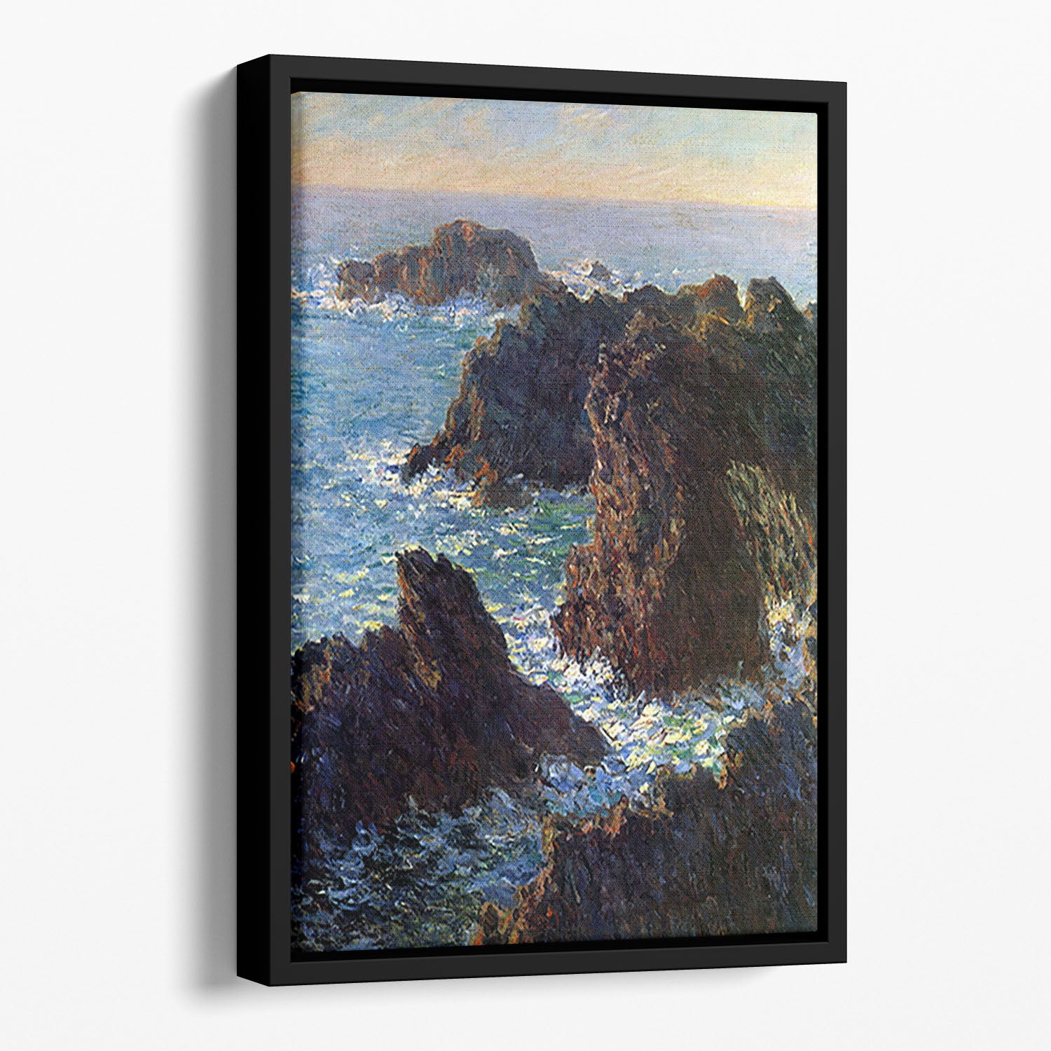 Rocky peaks at the Belle Ile by Monet Floating Framed Canvas