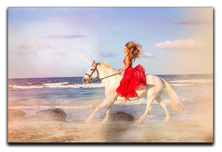 Romantic woman bareback riding Canvas Print or Poster - Canvas Art Rocks - 1