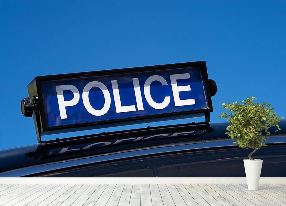 Rooftop sign on a vintage british police car Wall Mural Wallpaper - Canvas Art Rocks - 4