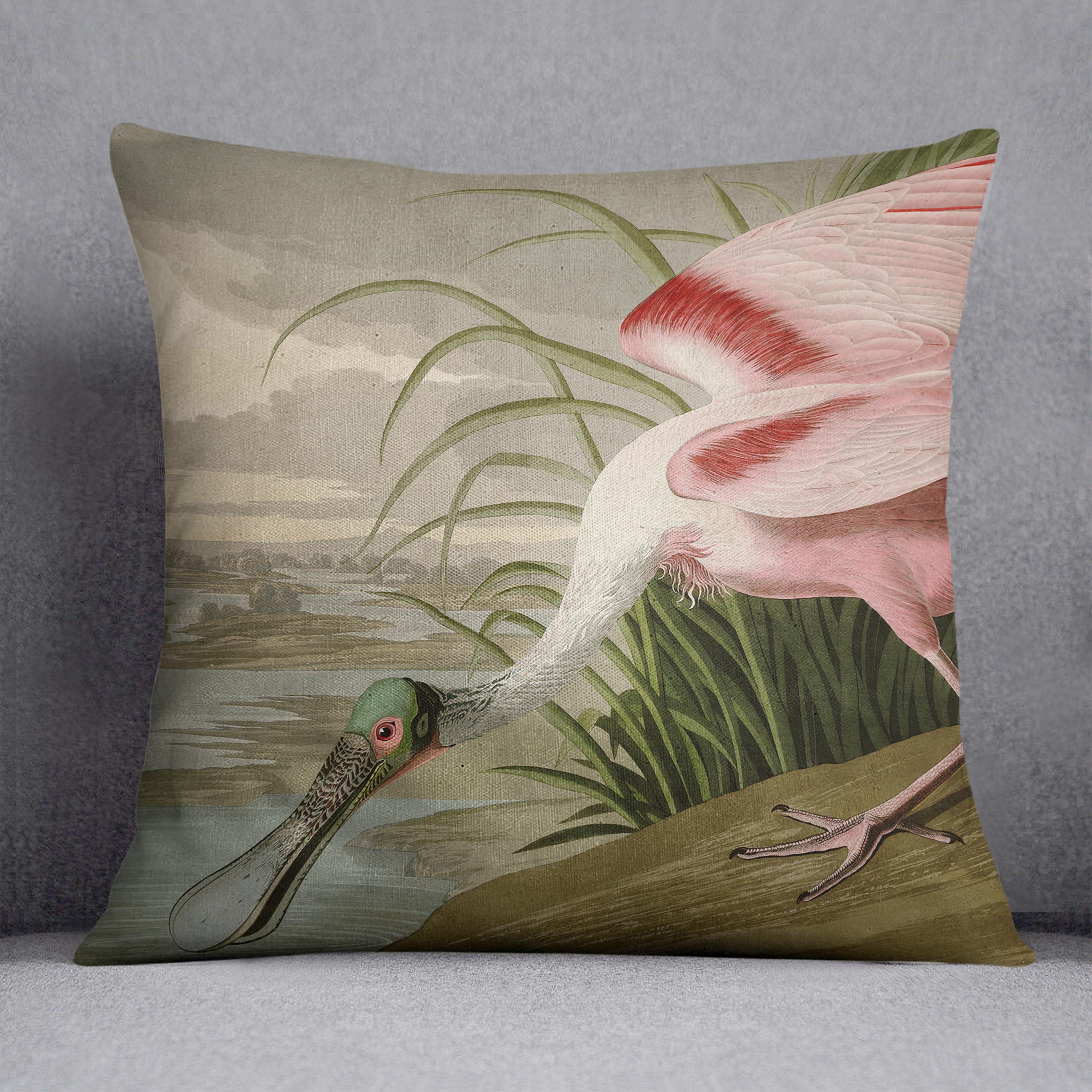 Roseate Spoonbill by Audubon Cushion