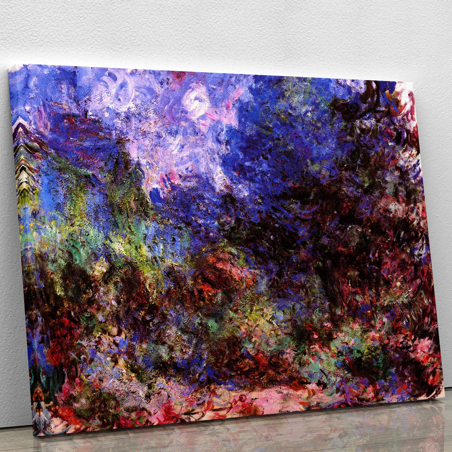 Roses at the garden side of Monets house in Giverny by Monet Canvas Print or Poster - Canvas Art Rocks - 1