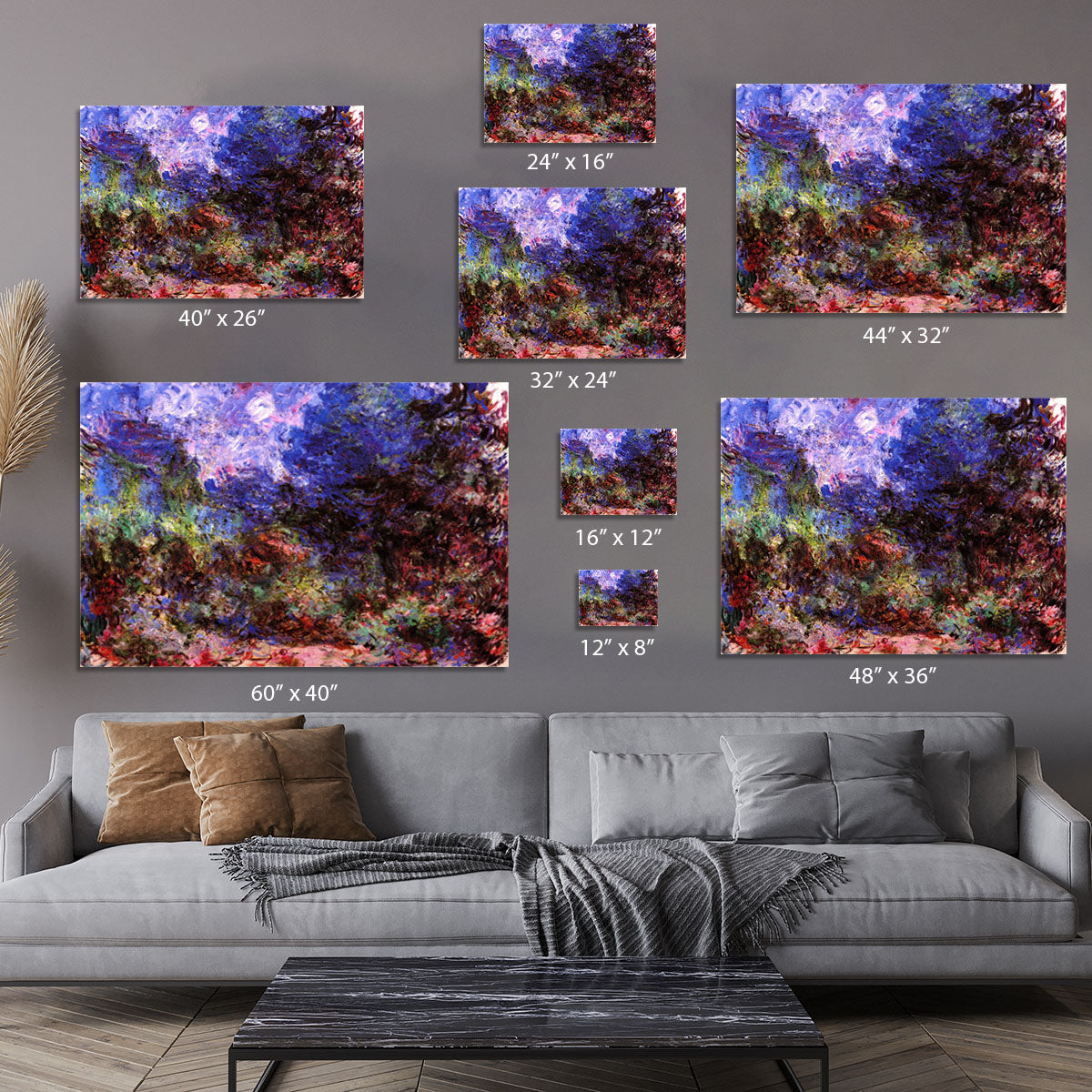 Roses at the garden side of Monets house in Giverny by Monet Canvas Print or Poster - Canvas Art Rocks - 7