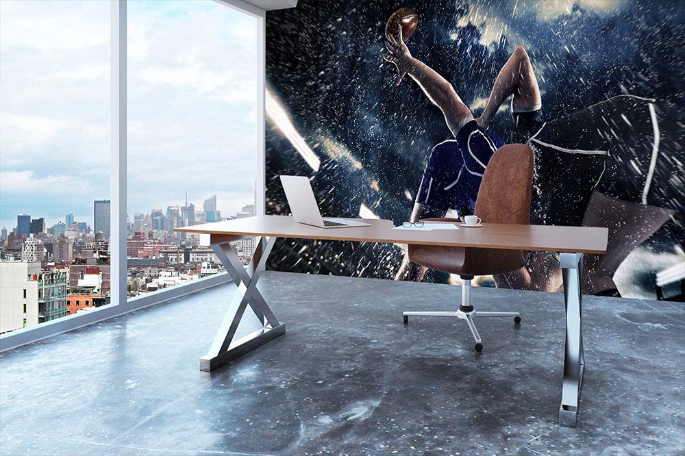 Rugby in the rain Wall Mural Wallpaper - Canvas Art Rocks - 3