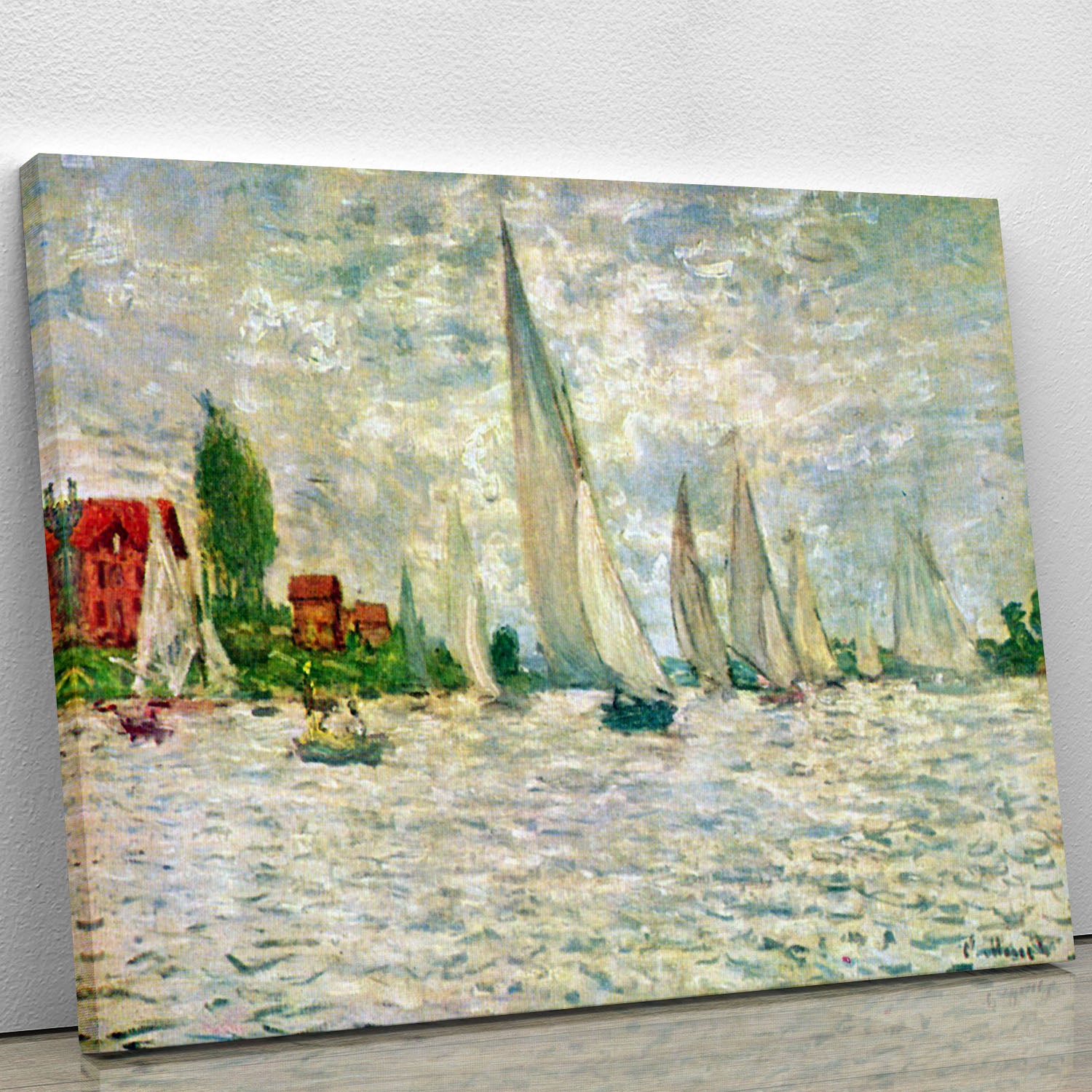 Sailboats regatta in Argenteuil by Monet Canvas Print or Poster - Canvas Art Rocks - 1