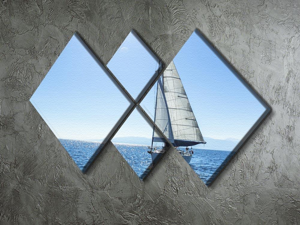 Sailing ship yachts with white sails 4 Square Multi Panel Canvas - Canvas Art Rocks - 2
