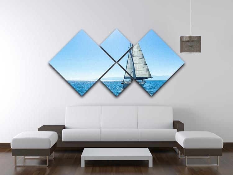 Sailing ship yachts with white sails 4 Square Multi Panel Canvas - Canvas Art Rocks - 3