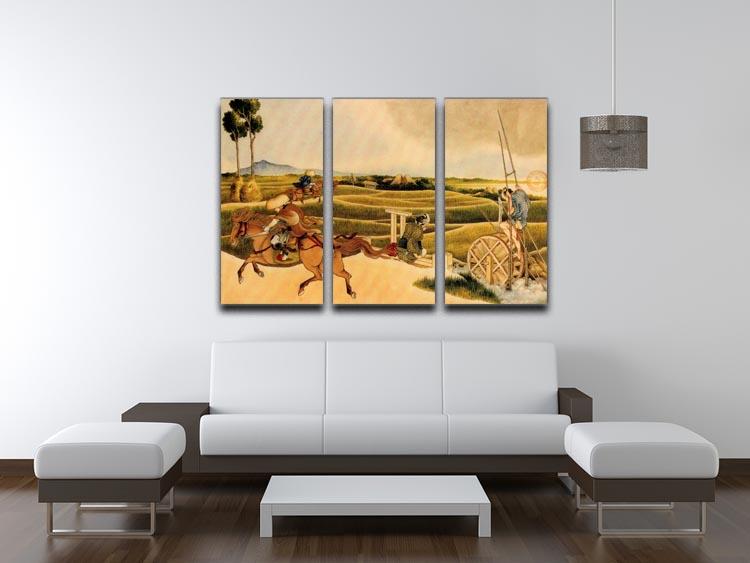 Samurai riding on horses by Hokusai 3 Split Panel Canvas Print - Canvas Art Rocks - 3