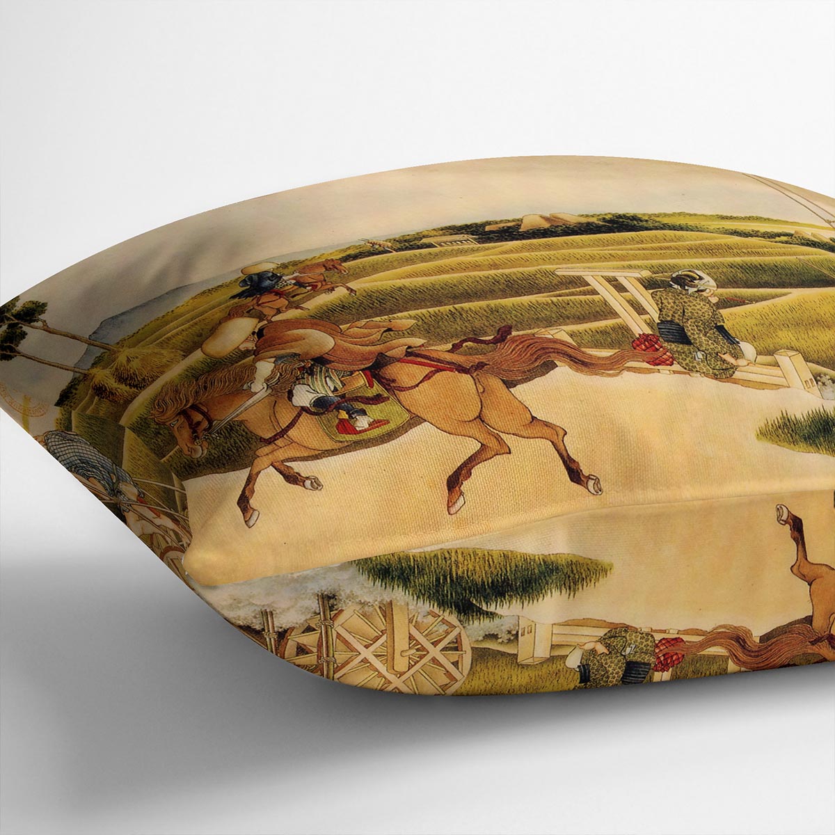 Samurai riding on horses by Hokusai Cushion