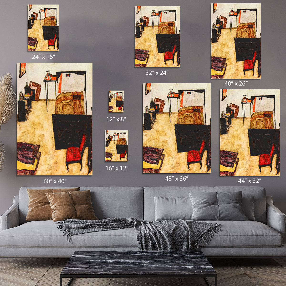 Schiele's living room in Neulengbach by Egon Schiele Canvas Print or Poster - Canvas Art Rocks - 7
