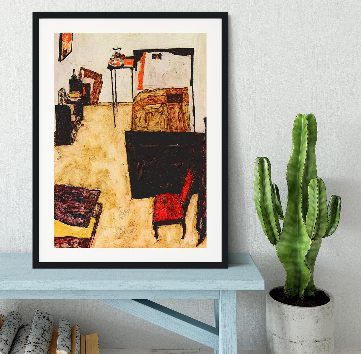 Schiele's living room in Neulengbach by Egon Schiele Framed Print - Canvas Art Rocks - 1